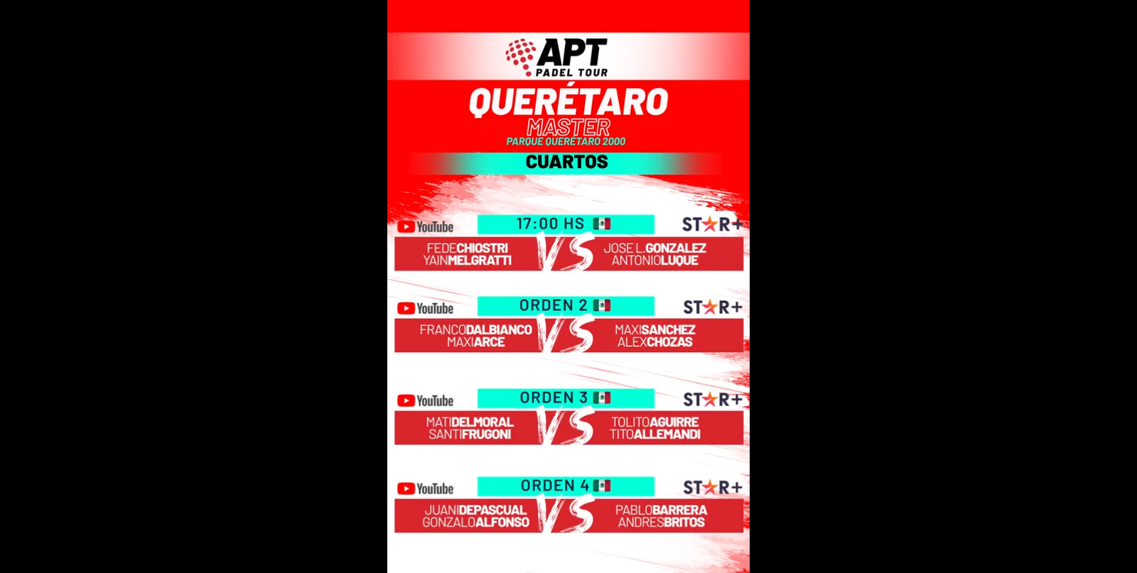 Cuartos de final del APT Querétaro Master: cruces, hora, TV y por dónde verlo en vivo online
