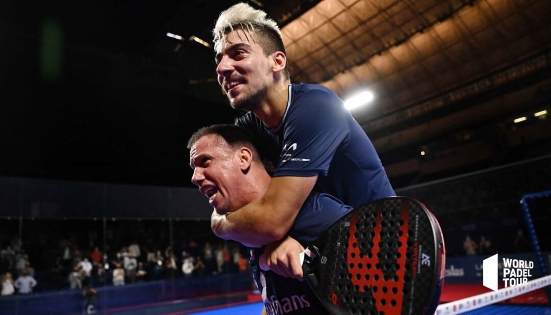 <strong>Paquito Navarro</strong> y Martín Di Nenno festejando juntos» class=»wp-image-7907″/><figcaption class=